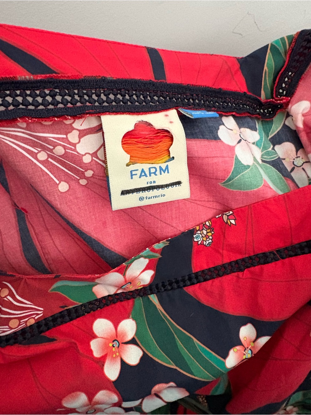 Anthropologie x FARM Rio Jamila Hibiscus Print Midi Dress Red Square Neck M VGUC - Picture 2 of 6